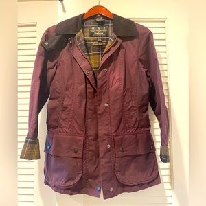 Women's Beadnell Barbour Waxed Jacket Burgundy - US 2, UK 6